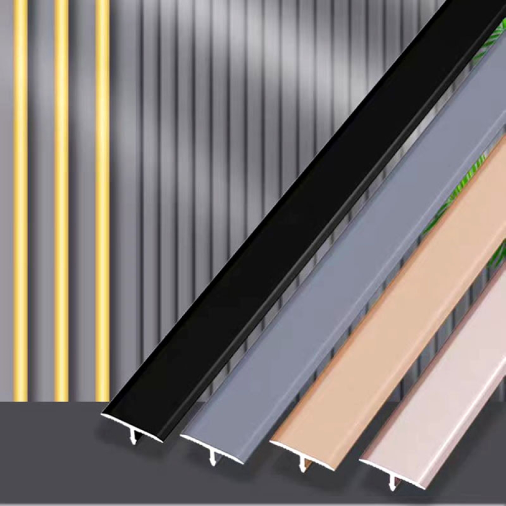 Aluminum alloy widened T-shaped termination strips for wooden floor joints, tile threshold stones, extremely narrow edge strips for connecting gaps, and connecting strips for tiles