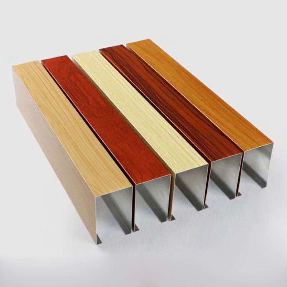 Aluminum alloy recessed ceiling pipes for commercial office ceiling decoration,Customized aluminum profiles with wood-like texture for ceiling decoration