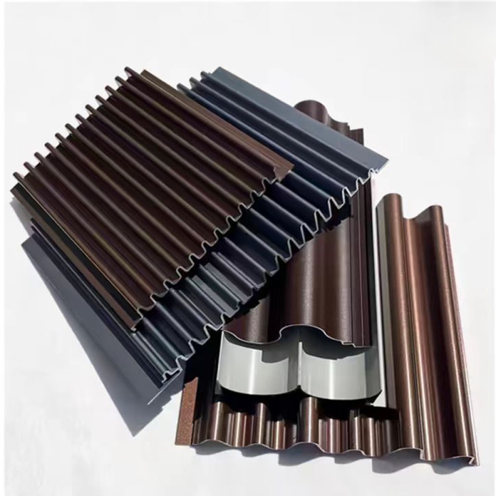 Aluminum decorative panels for the curtain wall entrance, metal concave-convex semi-circular painted wall protection aluminum single panels, aluminum wave panels, background wall