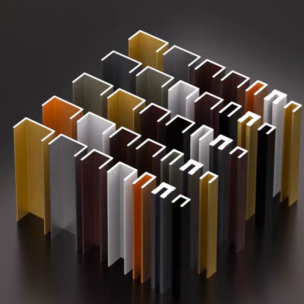 Aluminum alloy U-shaped channel edge trim, titanium gold ceiling decorative strip, stainless steel metal concave groove edge trim