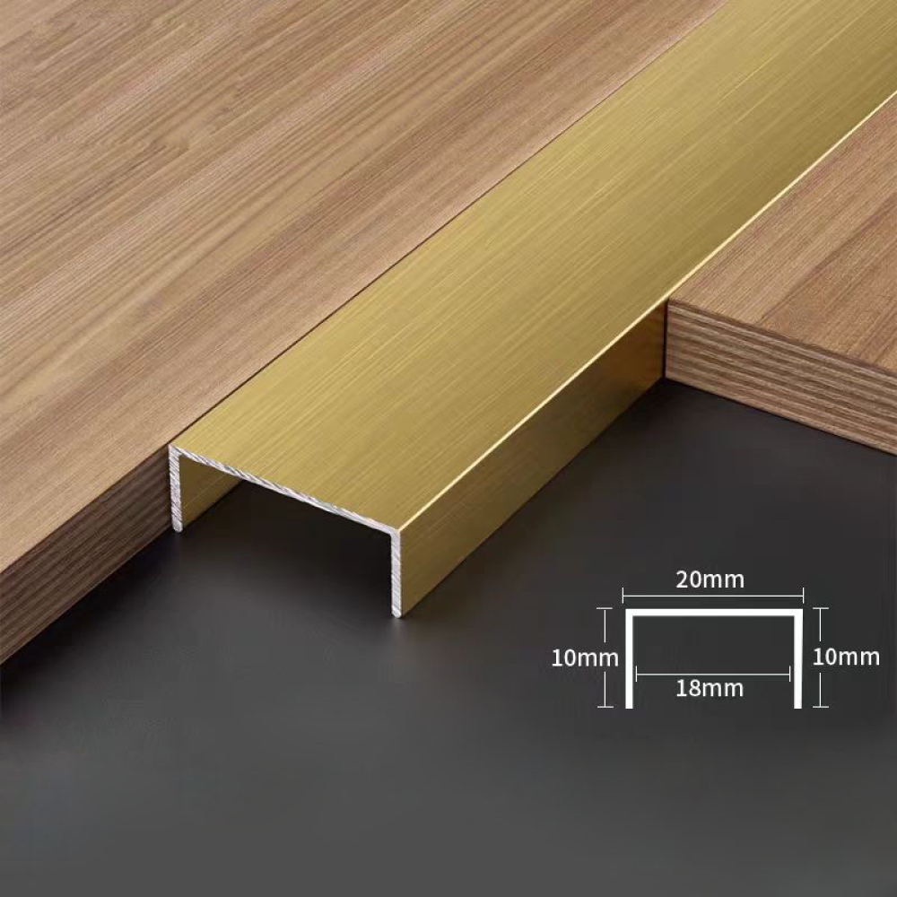 Aluminum alloy U-shaped channel edge trim, titanium gold ceiling decorative strip, stainless steel metal concave groove edge trim