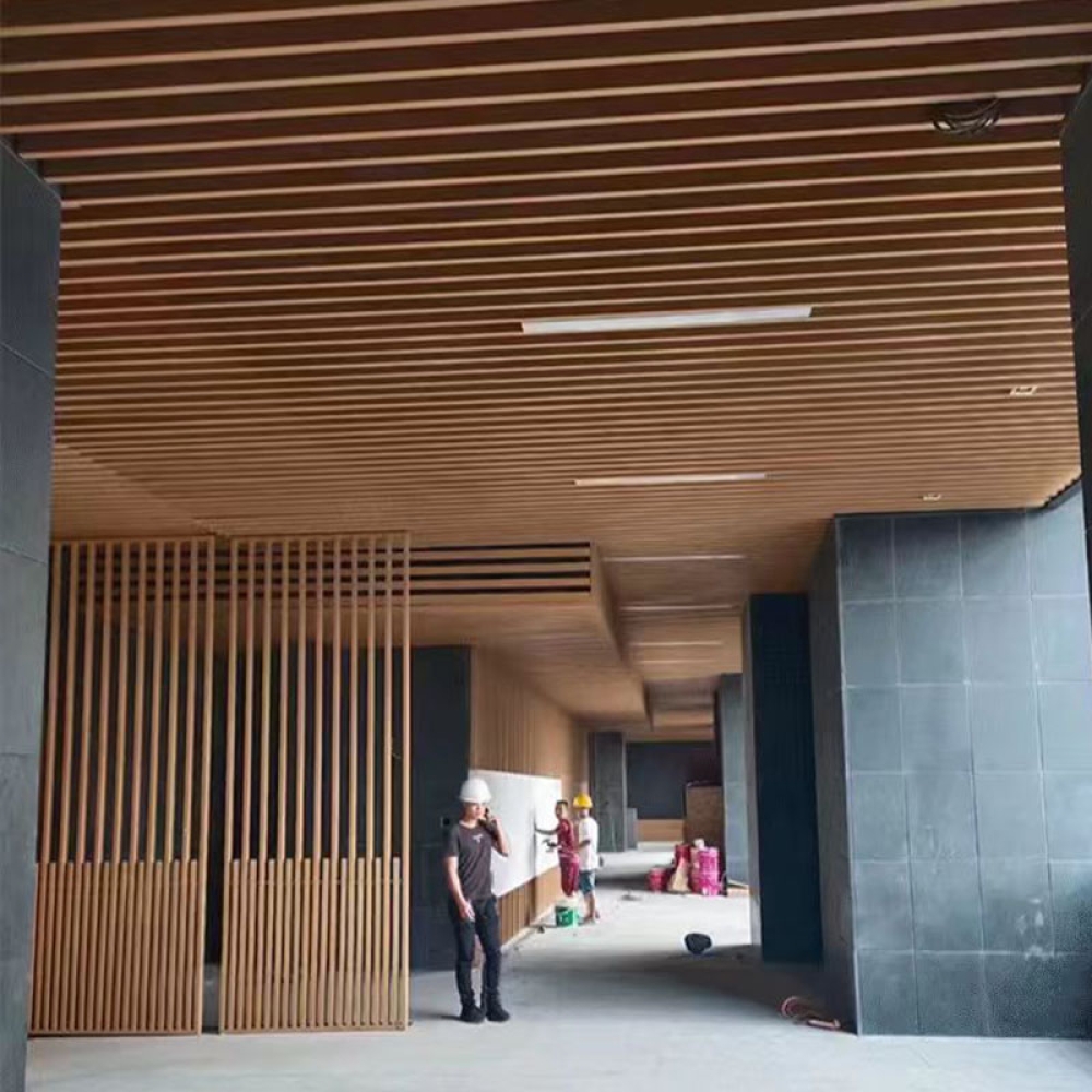 Aluminum alloy recessed ceiling pipes for commercial office ceiling decoration,Customized aluminum profiles with wood-like texture for ceiling decoration