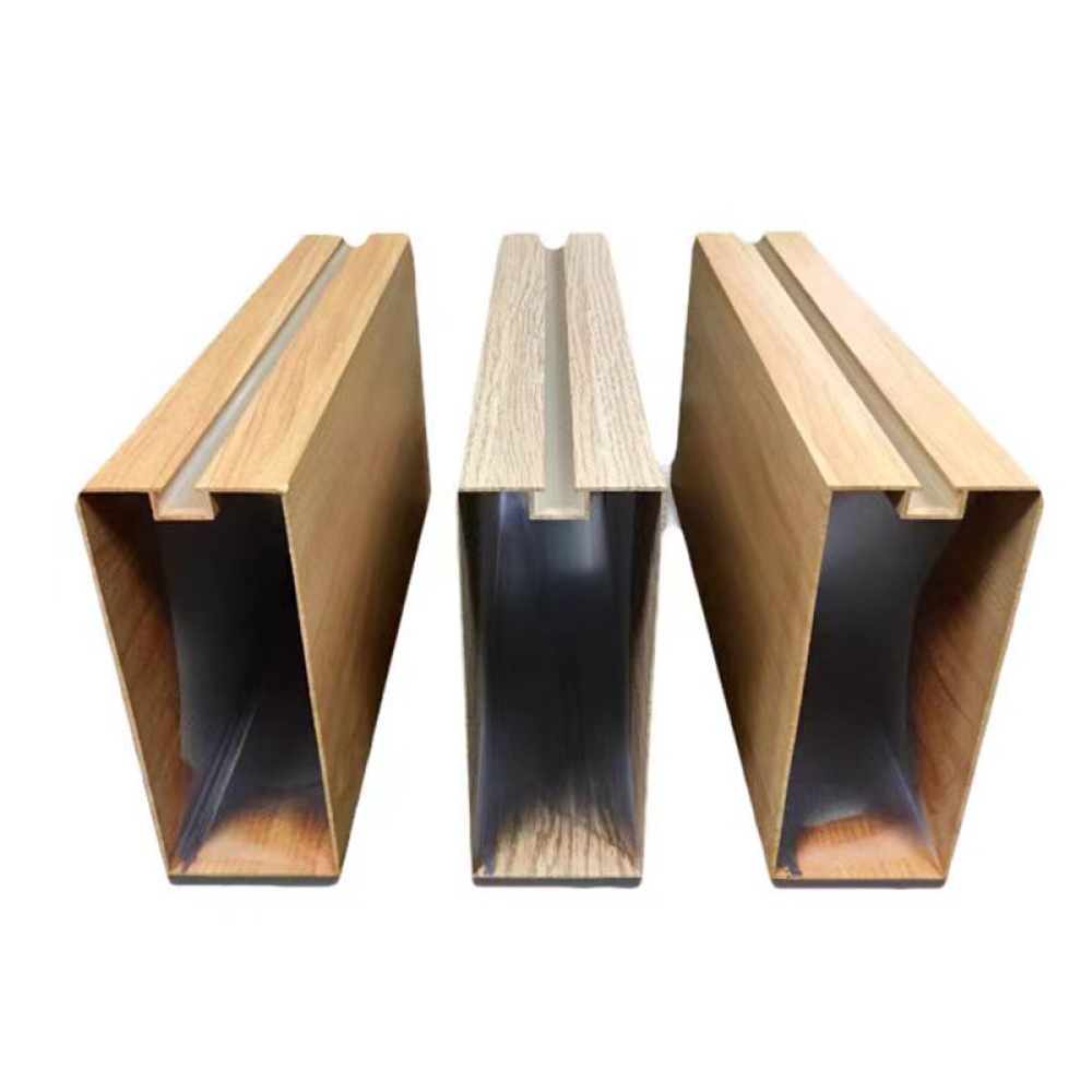 Aluminum alloy recessed ceiling pipes for commercial office ceiling decoration,Customized aluminum profiles with wood-like texture for ceiling decoration